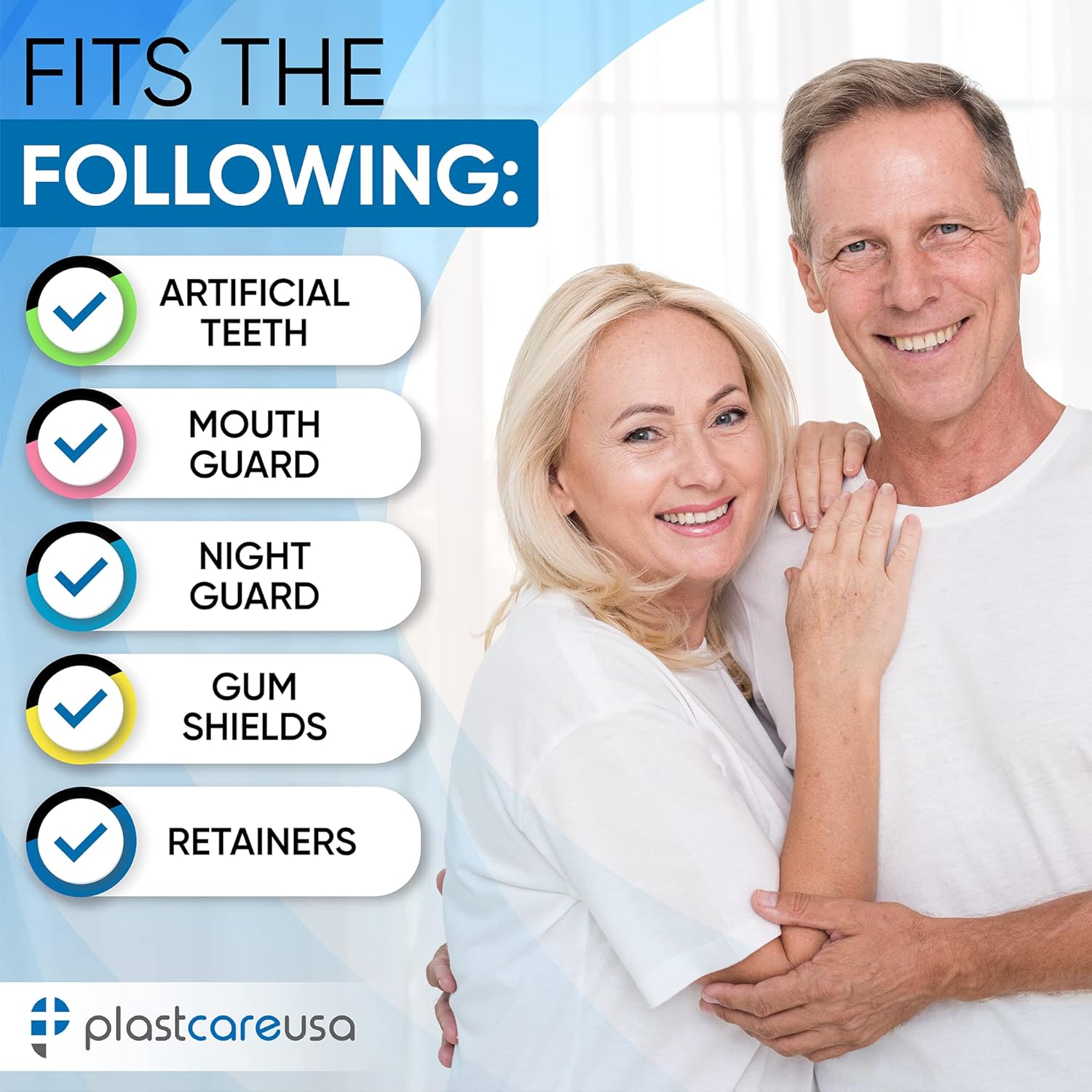 PlastCare USA Yellow Denture Cases Pack of 5 - Dental Box For Artificial Teeth, Mouth Guard, Night Guard, Gum Shields, Retainer - Denture Bath Container for Women and Men - Travel Denture Cup