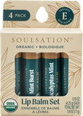 Organic Lip Balm Set, 4 Flavors - Moisturizing for Cracked & Dry Lips