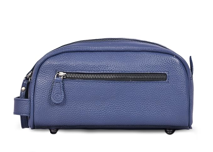 10" Premium Leather Toiletry Travel Pouch With Waterproof Lining Black Color | King-Size Handcrafted Vintage Shaving Kit By Aaron Leather Goods