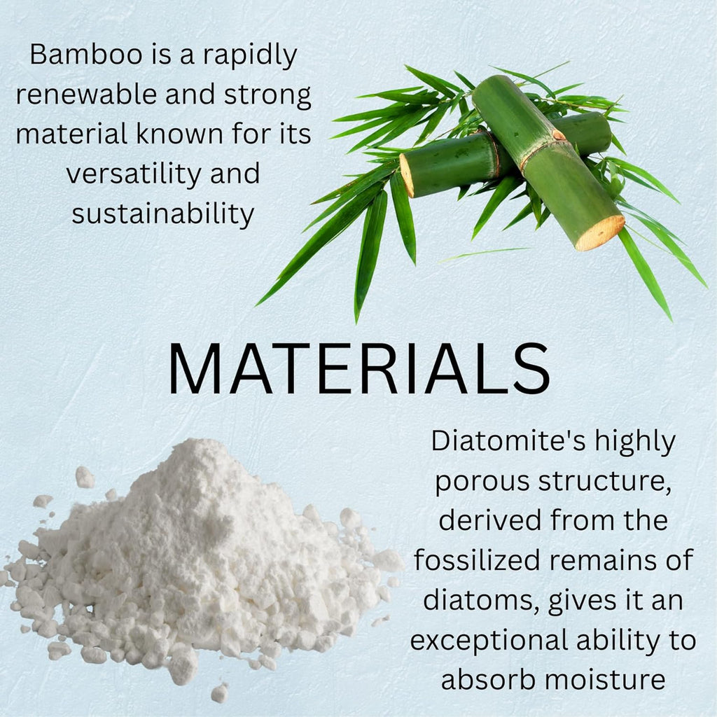 Matani Bamboo Toothbrush Holder Diatomite Tooth Brush Organizer - Storage Stand for Small Bathroom & Counter - Removable Base & Drain Holes, Water-Absorbent & Quick-Drying (Black)