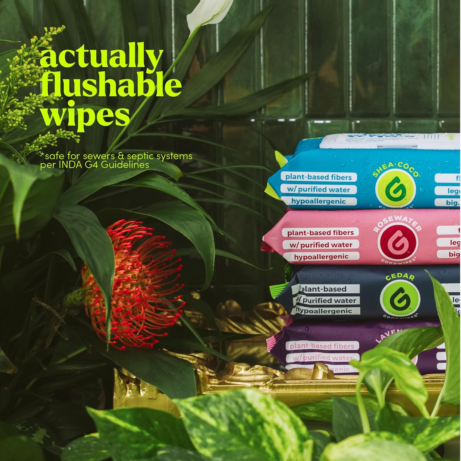 goodwipes Flushable Butt Wipes - Vitamin E & Aloe - Sewer & Septic Safe - Extra Large Adult Wet Wipes For Women & Men - Bathroom Essentials - Lavender, 318 Count (6 Packs + 1 Travel)