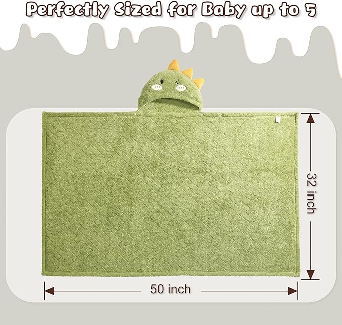 2-Pack Animal Hooded Bath Towels for Babies & Kids (50x32 Inch) - Ultra Soft Coral Fleece, Super Absorbent, Gift-Ready Baby Shower Essentials for Infant Toddler 0-6 Years (Green& Brown)