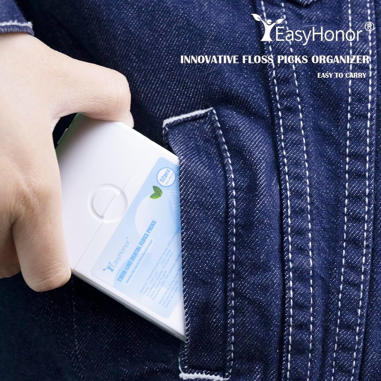 EasyHonor Dental Floss Picks,Twin-Line Mint Flavor Dental Flossers, Dual Action Flossing System, Easy Carry and Pick, 156 Count Floss Sticks in 3 Portable case.(White, Mint)