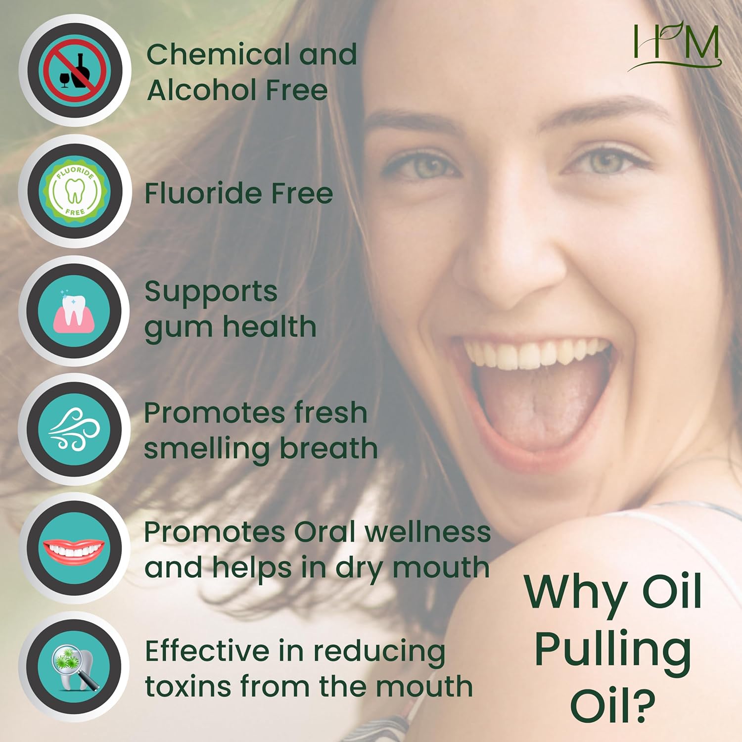 Smile Plus - Oral Wellness Oil (Rosemary and Peppermint) Essential Oils for Oil Pulling - 3.38FL Oz Whitening + Concentrated Mouth Wash, Travel Size - Spearmint Flavor - 60ML (2FL Oz)