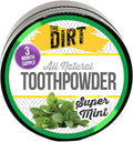 The Dirt - Remineralizing Tooth Powder, Natural Fluoride-Free Teeth Whitening Powder with Hydroxyapatite, Flouride & Gluten Free, Organic Vegan (Super Mint, 25g: 3 Month Supply)
