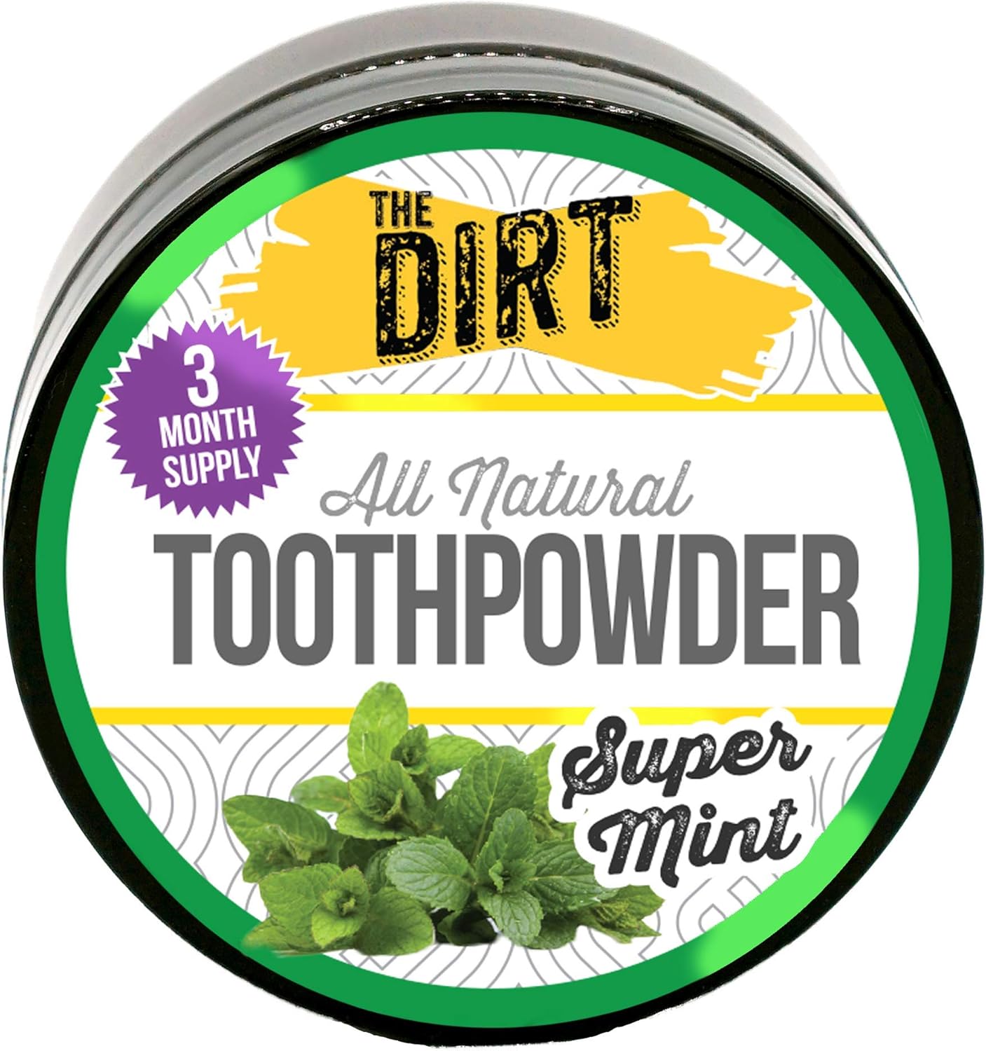 The Dirt - Remineralizing Tooth Powder, Natural Fluoride-Free Teeth Whitening Powder with Hydroxyapatite, Flouride & Gluten Free, Organic Vegan (Super Mint, 25g: 3 Month Supply)