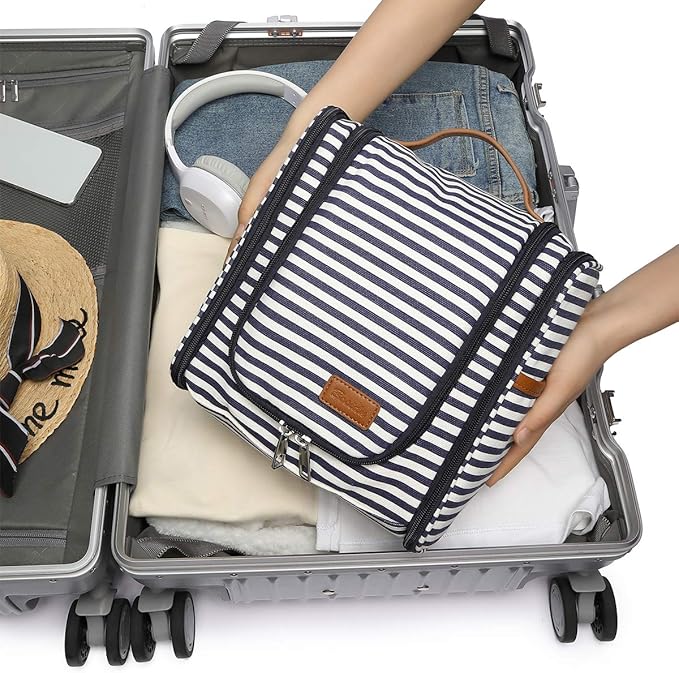 Bosidu Hanging Travel Toiletry Bag,Large Capacity Cosmetic Travel Toiletry Organizer for Women with 4 Compartments & 1 Sturdy Hook,Perfect for Travel/Daily Use/Christmas