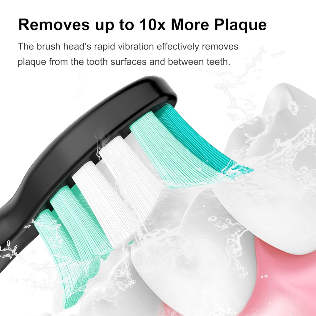 Replacement Toothbrush Heads Compatible with Philips Sonicare and More Click-on Handles 10 Pack Black