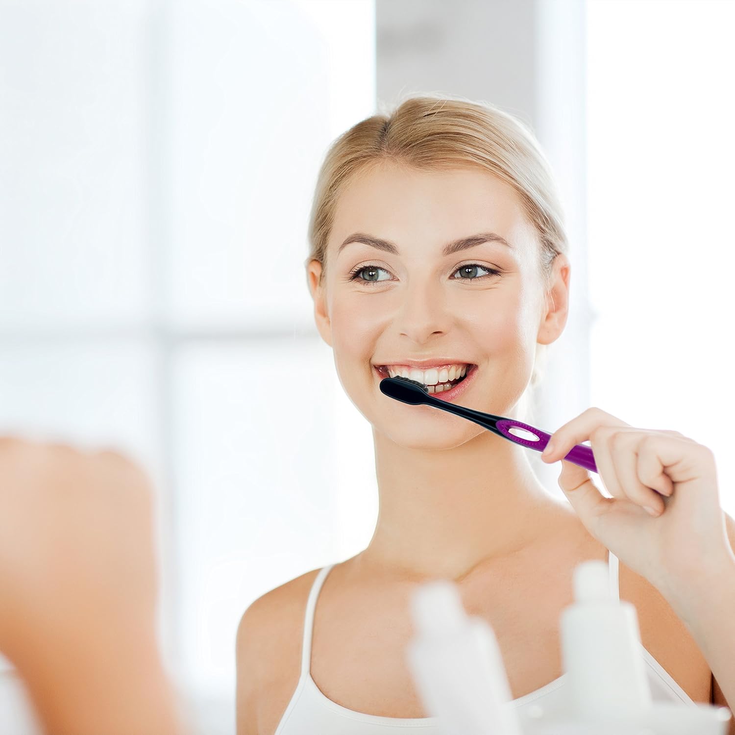 Xlent Dental Activated Charcoal Bristle Toothbrush - Xtreme (Extreme) Soft, Ultrafine, Tapered bristles, Compact Head and Slim Design (5 Toothbrush + 1 Floss 5 m)