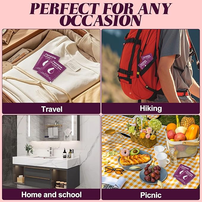 Feminine Wipes Individually Wrapped, Flushable Wipes Travel,Travel Wipes for Women,Feminine Care Wet Wipes Travel Size Vaginal Wipes for Adult, Girl and Homeless (unscent,200)