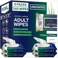 Adult Wipes For Elderly - 8"x13" Extra Large & Soft Wet Wipes for Adults Bathing No-Rinse - Incontinence Disposable Washcloths, Vitamin E & Aloe Infused for Men & Women 240ct (4 Packs of 60)