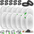 Cat Water Fountain Filter Replacement, 12 Pcs Cat Filters Pet Water Fountain Filter with 12 Pcs Sponges Foam for 67oz/2L & 108oz/3.2L Stainless Steel Automatic Cats Water Fountain Dispenser Filters