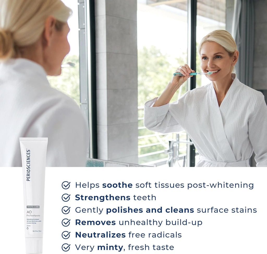 PerioSciences AO Pro Post Whitening Toothpaste with Nano Hydroxyapatite, Remineralizing, 3 fl oz / 90ml - Pack of 2