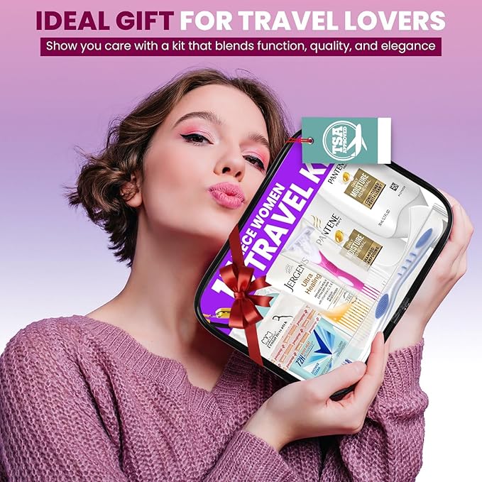 Trektote Bulk Hygiene Kit For Women – (25 Pack) 15 Piece Set – Featuring Top Trusted Brands, TSA Compliant, Bulk Travel Essentials, Includes Shampoo And Conditioner, Lotion, Toiletry Bag & More
