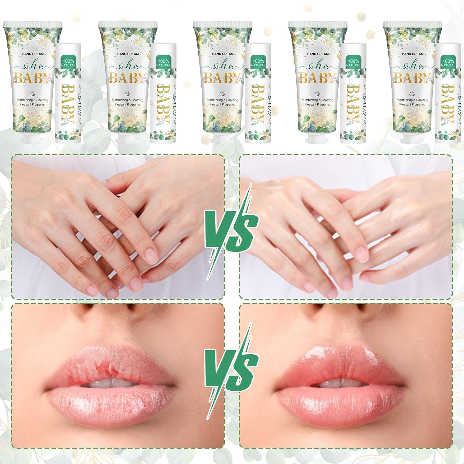 VESPRO 50 Pack Hand Cream Bulk and Lip Balm Bulk Gifts Sets, Baby Shower Favors and Bridal Shower Favors for Guests with Thank You Card and Organza Gift Bags, Thank You Gifts for Women (Oh Baby)