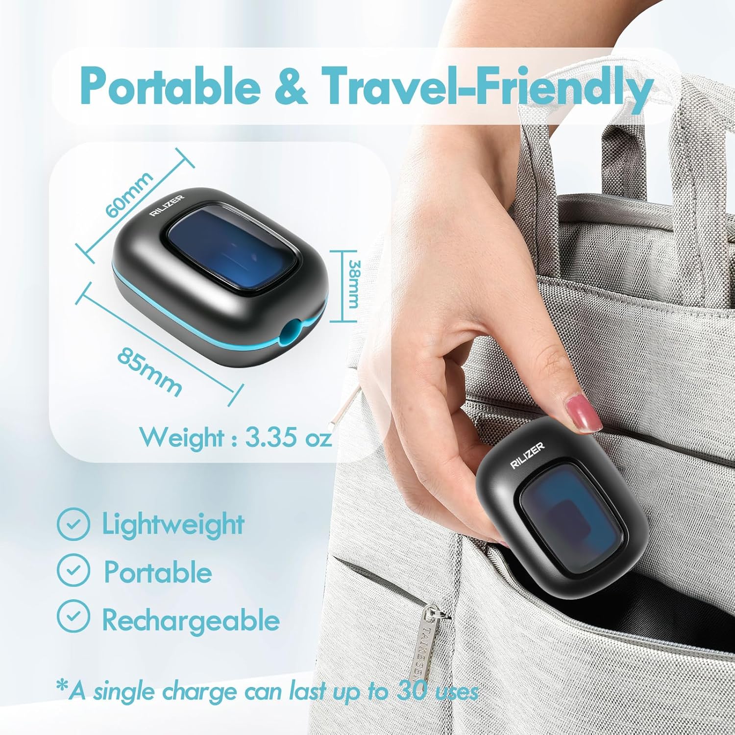 UV Toothbrush Sanitizer Cover, Rechargeable Travel Cap with Magnetic Wall Mount, Portable Cleaner for Any Size Toothbrush