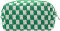 PAZIMIIK Checkered Makeup Bag for Purse Portable Zipper Make Up Pouch Small Cosmetic Case for Travel Accessories (Green)