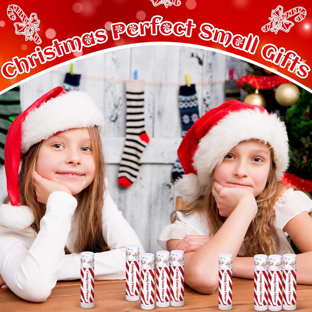 75 Pack Christmas Lip Balms Bulk Christmas Candy Peppermint Cane Scented Holiday Flavor Lip Balm Gifts Xmas Party Gifts Bulk Xmas Items Stocking Stuffers for Women Men Staff Employee (Candy)