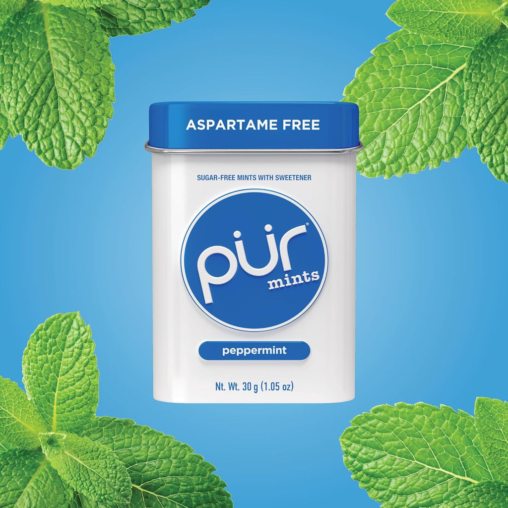 PUR Mints | Aspartame-Free | Made with Xylitol | Sugar-Free, Vegan, Gluten-Free & Keto Friendly | Natural Peppermint Flavor, 30 Pieces (Pack of 12)