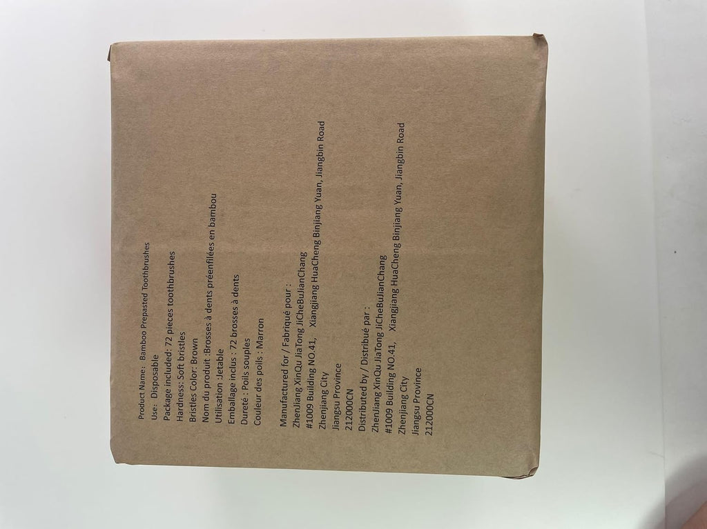 Bamboo Toothbrush Prepasted Disposable Toothbrsuh Soft Bristles Prepasted Toothbrush,Disposable Toothbrsuh (72 Pieces Brown)