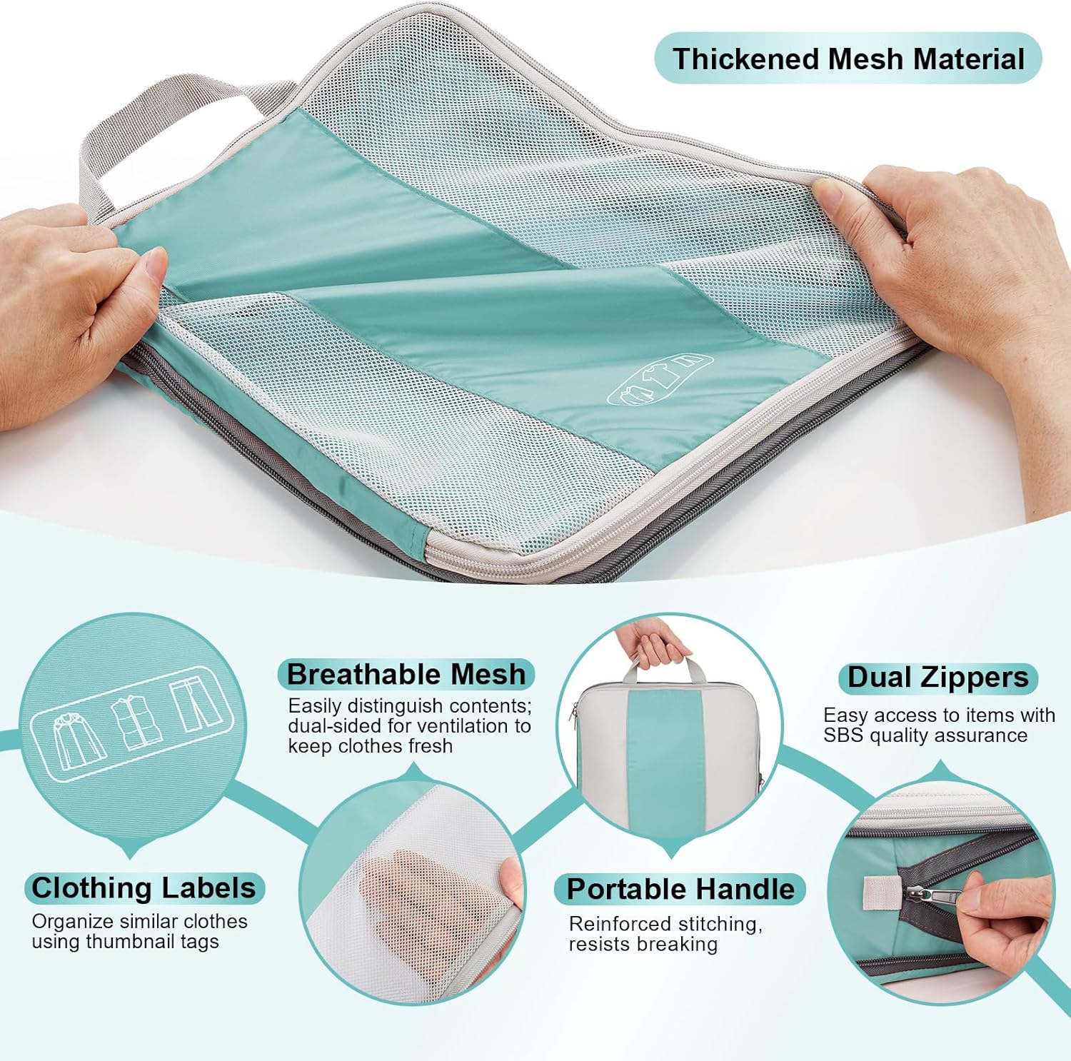 10 Set Compression Packing Cubes for Travel Essentials,Compressible Expandable Packing Cubes for Suitcase,OlarHike Luggage Organizer Bags for Travel,Handy Helper for Organizing Clothes(New Blue Green)