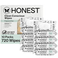 The Honest Company Clean Conscious Multi-Use Wipes Unscented Hypoallergenic Baby for Sensitive Skin 99% Water Plant-Based Compostable Pattern Play 720 Count