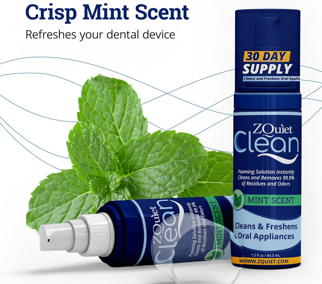ZQuiet, Clean, Cleaning Solution for All Oral Appliances, Chlorine-Free, Fresh Mint Scent, Travel-Size, TSA-Compliant