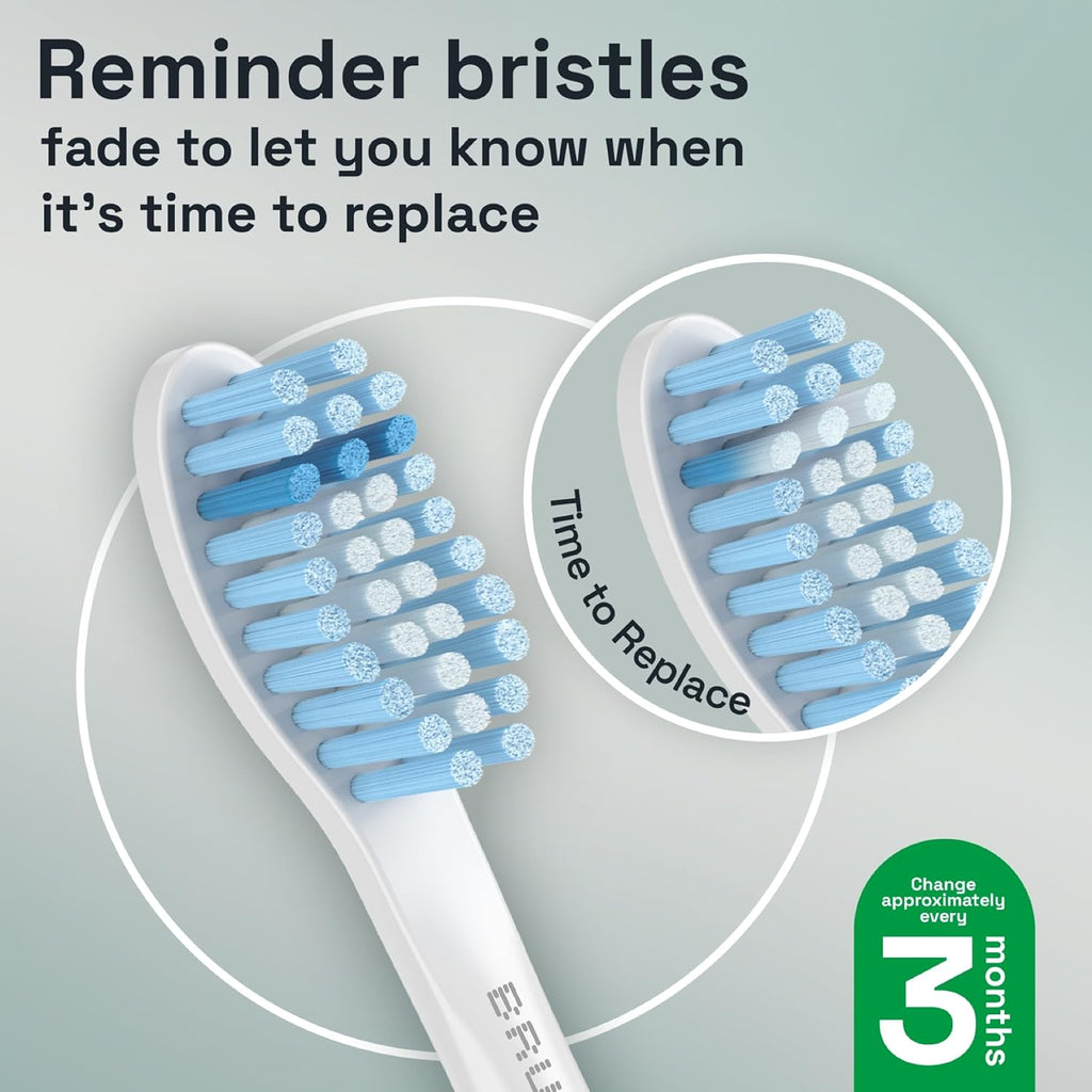 Brushmo Gum Care Sensitive Replacement Toothbrush Heads, Compatible with Philips Sonicare Click-on Toothbrush Handles, 8 Standard Heads, Extra Soft Dupont Bristles for Sensitive Teeth, BM658, White