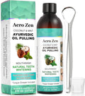 Coconut Oil Pulling Mouthwash with Peppermint - Alcohol-Free Oral Care - Fresh Breath Solution - Organic Essential Oils Formula with Tongue Scraper - Gum Health Treatment - 237ML