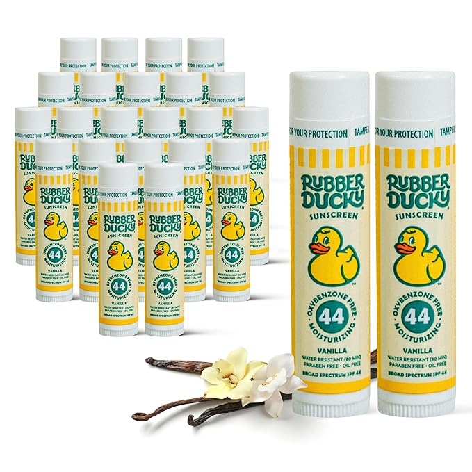 Rubber Ducky | Lip Balm with SPF 44, Water Resistant Sunscreen Lip Balm | Vegan, Untinted, Vanilla Flavor, with Vitamin E | All Season - Broad Spectrum Sunscreen for Lips