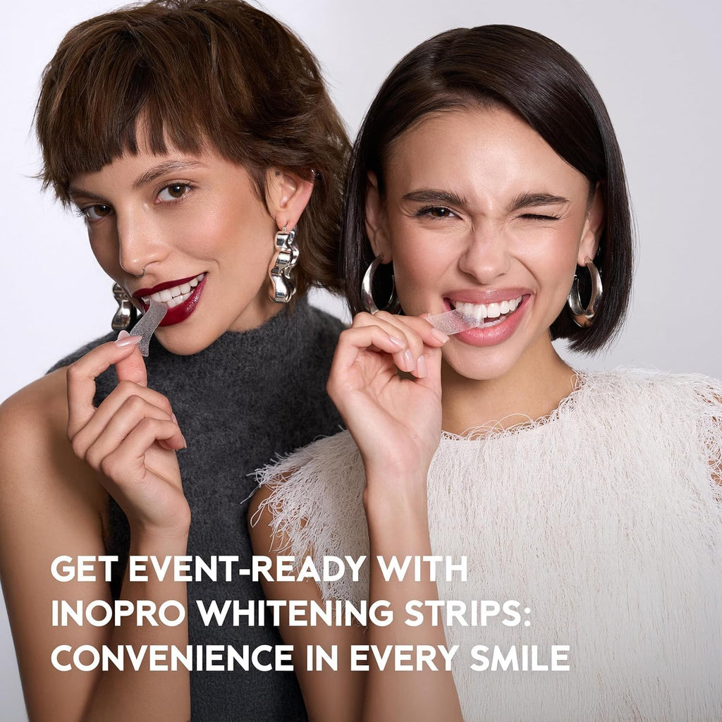 InoPro Natural Teeth Whitening Strips Kit 21 Treatments - Sensitive Teeth Whitener, Peroxide Free with Papain, Bromelain, Coconut Oil, White Strips for Teeth Whitening (42 Strips)