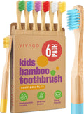 Kids Bamboo Toothbrushes 6 Pack - BPA Free Soft Bristles Toothbrushes for Kids - Children Toothbrush Set