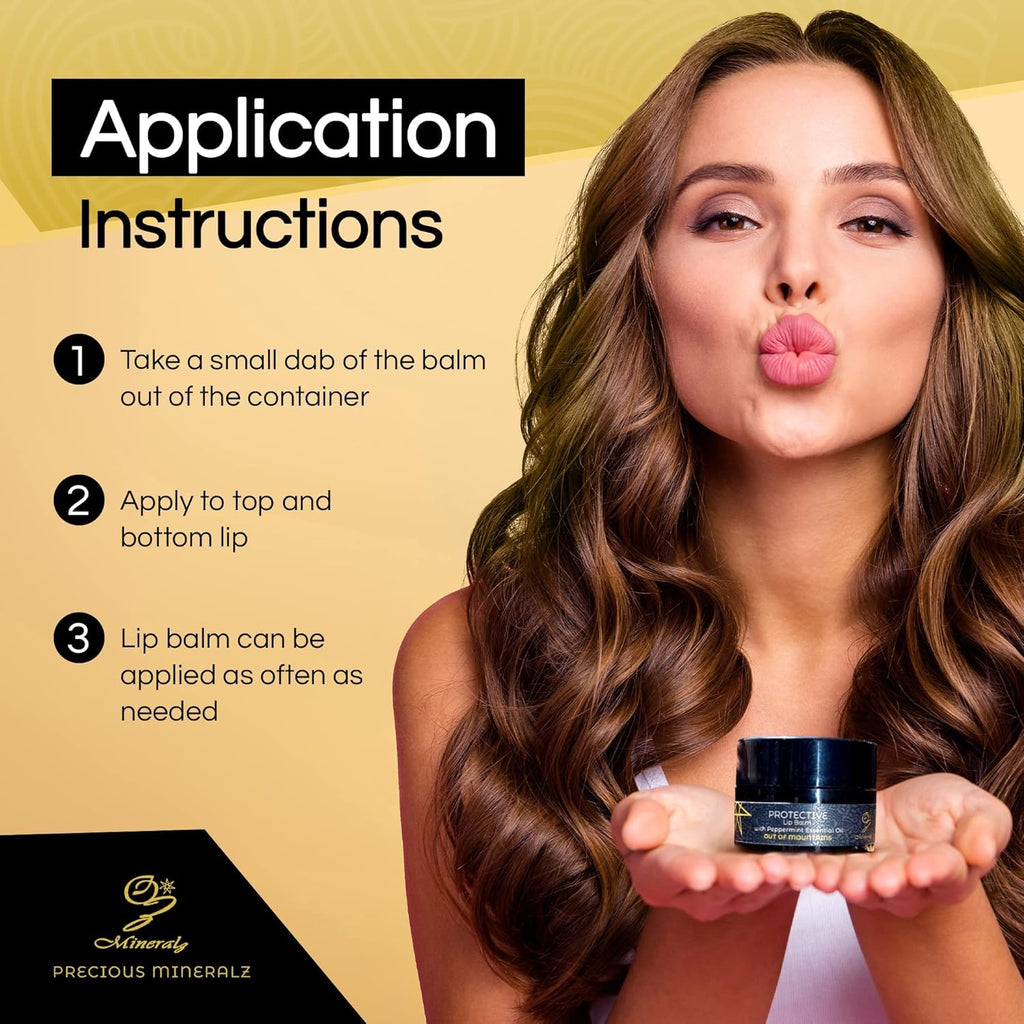 Protective Lip Balm with Peppermint Essential Oil, Natural Lip Balm with Vitamin E & C, Soothing Sore Lips, Anti-Oxidants for Healthy Lips