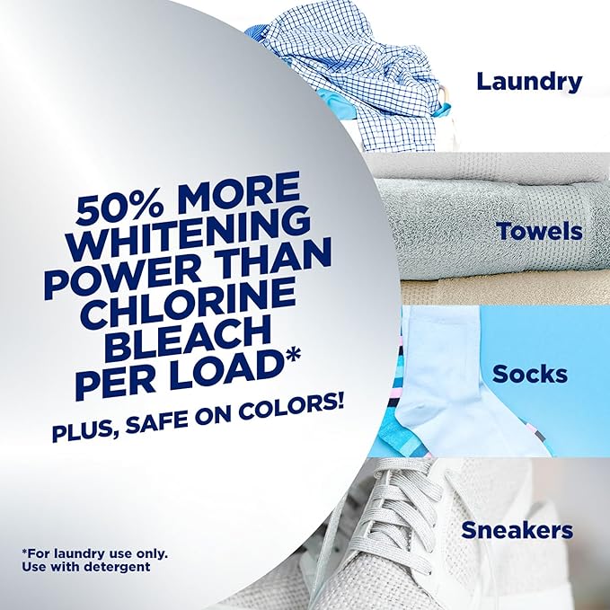 OxiClean Triple Action White Revive Laundry Whitener and Stain Remover Powder, Use with Detergent, Whitens and Brightens Clothes, Removes Tough Stains, Color Safe, Chlorine Free, 6.5 lbs