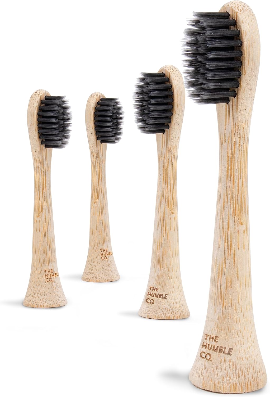 The Humble Co. Bamboo Electric Toothbrush Heads 4pk - Replacement Heads Compatible with Philips Sonicare Toothbrush, Helps Remove Plaque and Eliminate Bad Breath (Charcoal)