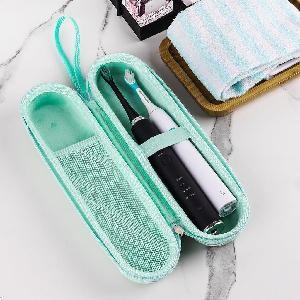 Electric Toothbrush Case, Carrier Bag for Travelling, Portable Toothbrush Carrying Case Holder Compatible with AquaSonic, Sumkyle, Oral-B iO Series, Philips Sonicare. (Green)