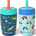 Fimibuke Kids & Toddler Cups Spill Proof, 12 OZ Insulated Sippy Cups for Toddlers Boys Girls, BPA-Free Toddler Straw Tumbler, Stainless Steel Kids Water Bottle with Twist Lids & Silicone Straw, 2 Pack