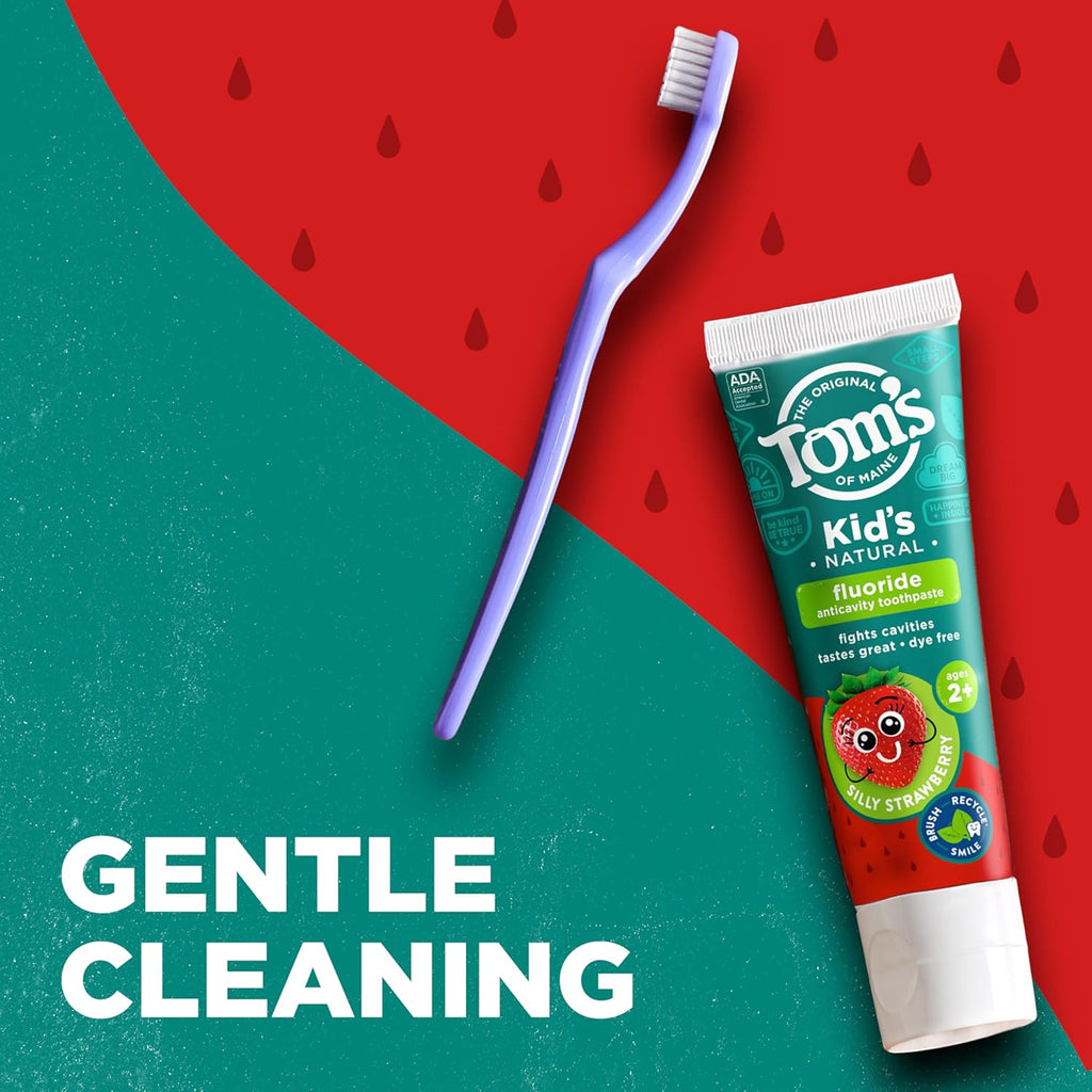 Tom's of Maine ADA Approved Fluoride Kids Toothpaste, Natural Toothpaste, Dye Free, No Artificial Preservatives, Silly Strawberry, 5.1 oz. 3-Pack (Packaging May Vary)