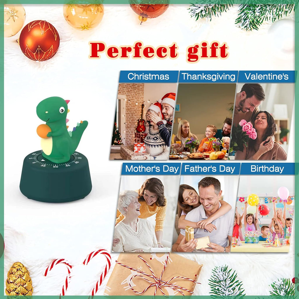 2 Pack Kitchen Timer, Cute Dinosaur Timer for Kids, 100% Mechanical Egg Timer for Cooking/Reading/Classroom/Do Sports.（Dinosaurs）