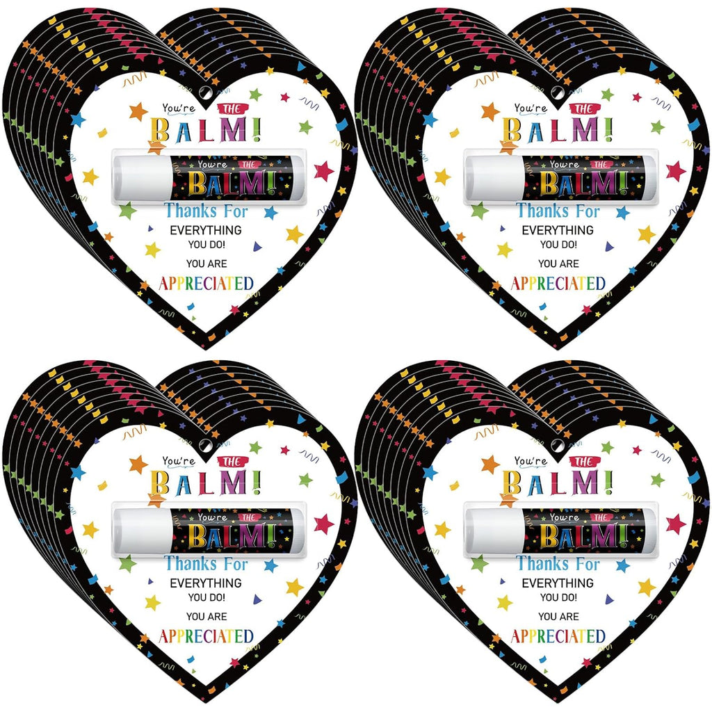 30 Pack Christmas Employee Appreciation Gifts Bulk Lip Balms Teacher Staff Team Thank You Gifts You're the Balm Thanksgiving Christmas Appreciation Party Favors for Coworkers Women Men(Heart)