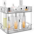 2-Tier Bathroom Counter Organizer Countertop Storage, Dresser Organizer Vanity Tray for Makeup, Perfume Organizer Cosmetics Skincare Shelf- Grey