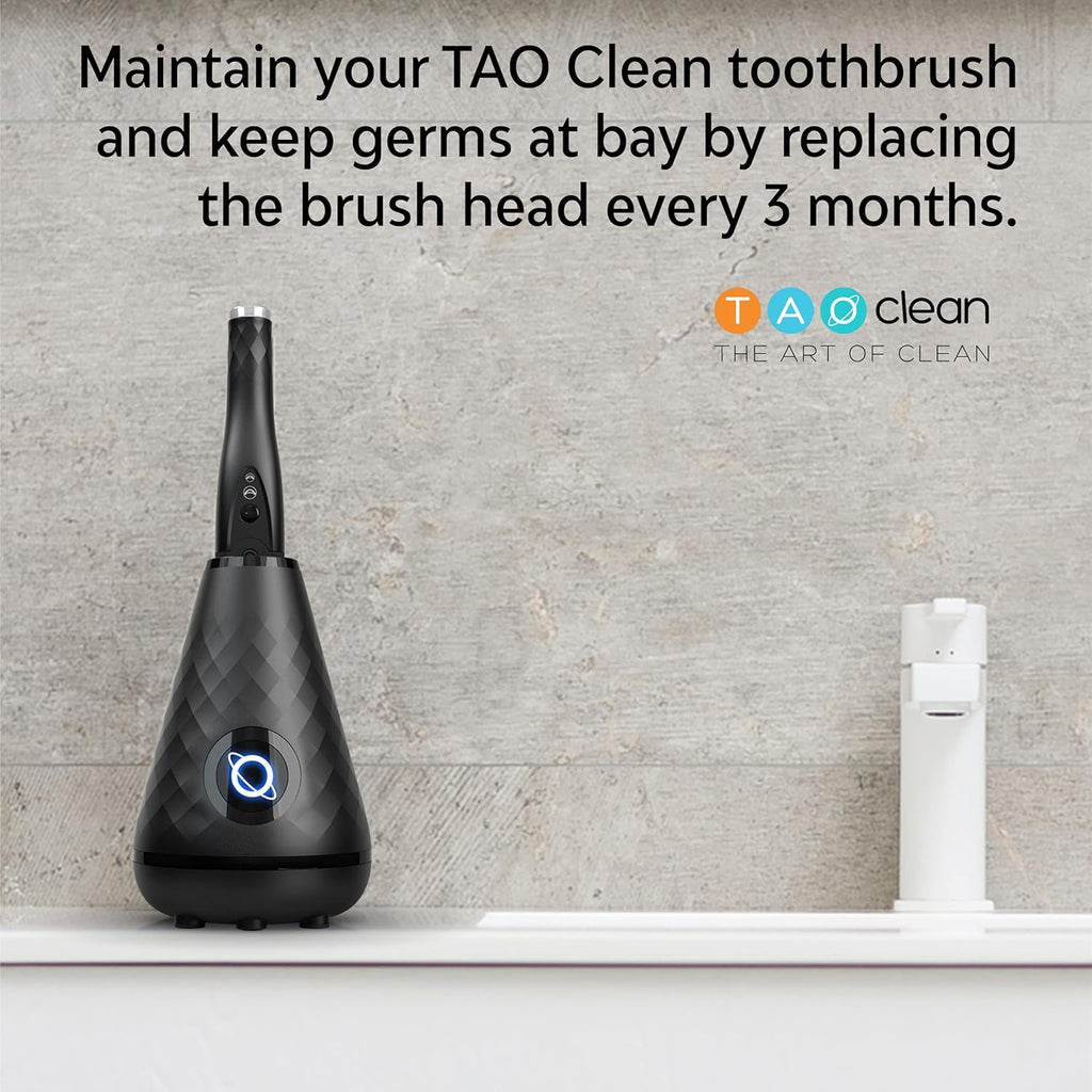 TAO Clean Umma Diamond Sonic Toothbrush Replacement Heads (3-Pack) – Replacement Heads for the TAO Clean Electric Toothbrush and Docking Station, Black