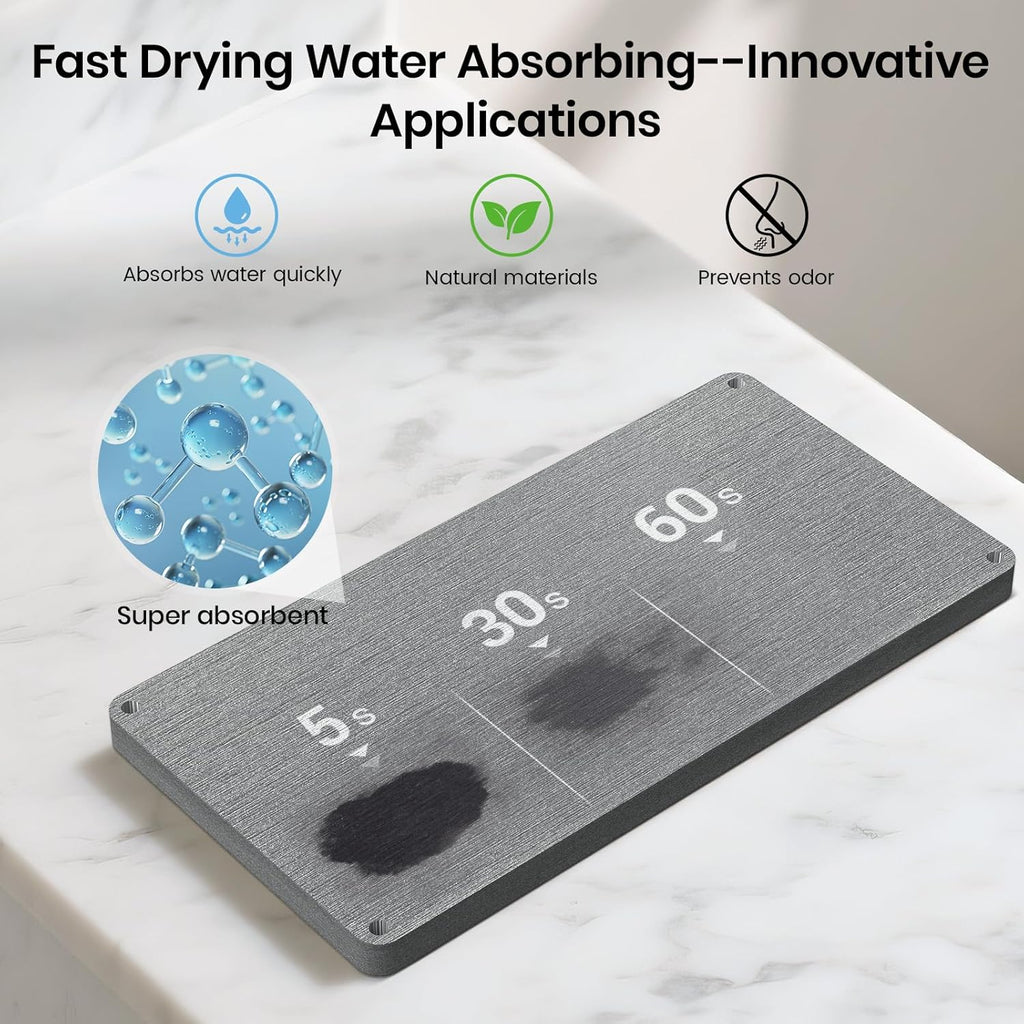 Toothbrush Holder with Quick Drying Mat—Toothbrush and Toothpaste Holders for Bathrooms—5 Slots Openwork Design Black Toothbrush Holder Set,Bathroom Counter Organizer for Electric Toothbrush