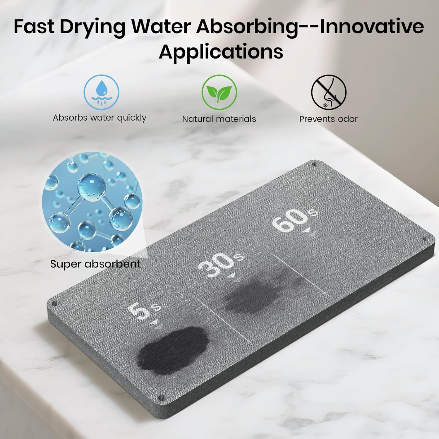 Toothbrush Holder with Quick Drying Mat—Toothbrush and Toothpaste Holders for Bathrooms—5 Slots Openwork Design Black Toothbrush Holder Set,Bathroom Counter Organizer for Electric Toothbrush