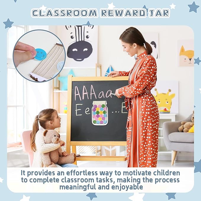 2 Pack Magnetic Reward Jar,Star and Smiley Face Reward Jar,Star Jar Reward System for Kids,Good Behavior Home Classroom Responsibility Routine Training Tool for Boys Girls