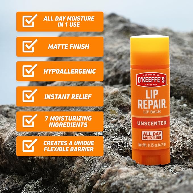 O'Keeffe's Lip Repair Unscented Lip Balm for Dry, Cracked Lips - Stick (1 Pack) - Moisturizer for Very Dry Lips