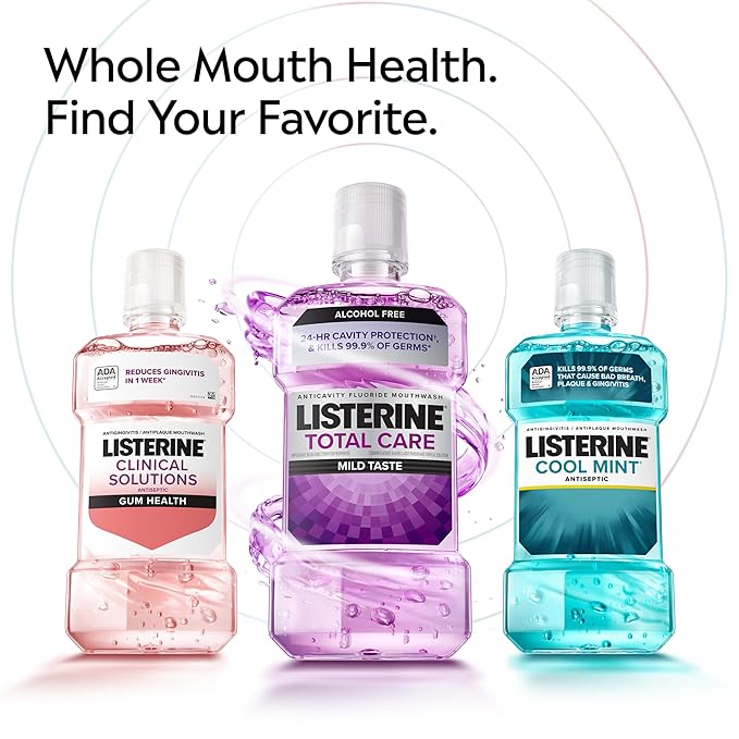 Listerine Freshburst Antiseptic Mouthwash for Bad Breath, Kills 99.9% of Bad Breath Germs & Fights Plaque & Gingivitis, ADA Accepted Mouthwash, Spearmint, Convenience Pack, 2 x 1 L