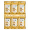 Everyone Hand Sanitizer Wipes, 15 Wipes (Pack of 6), Coconut and Lemon, Made with Sugarcane Derived Alcohol with Essential Oils, TSA friendly
