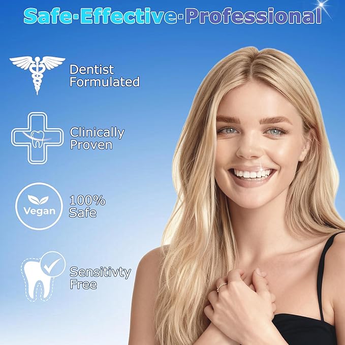 Teeth Whitening Strips, Enamel-Safe, Professional Dentist Formula with Hydrogen Peroxide, 4X Whiter, Pain-Free, Non-Slip, Deep Stain Removal, Easy-to-Use, 32 Ct (16-Day) | Mint Flavor | HanrayCare