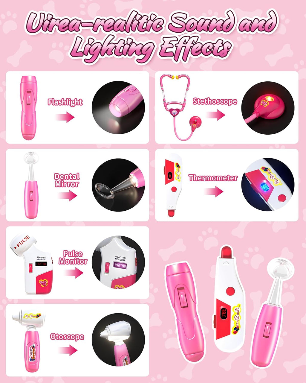 2 Plush Pets Cat & Dog, 36-Piece Vet Doctor Kit for Kids - Toddler Veterinarian Playset with Costume, Doctor and Dental Tools - Educational Pretend Play Toy Gift for Boys & Girls